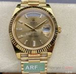 ARF Clone Rolex Day-date 40 Yellow Gold Baguette Diamonds 3235 Watch